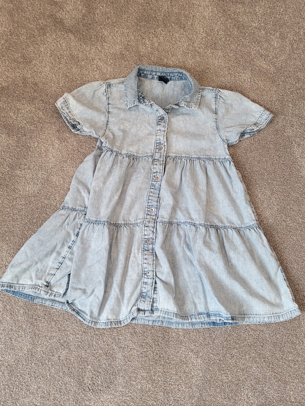 Gap Kids Light Wash Denim Button-Front Babydoll Dress Size Small